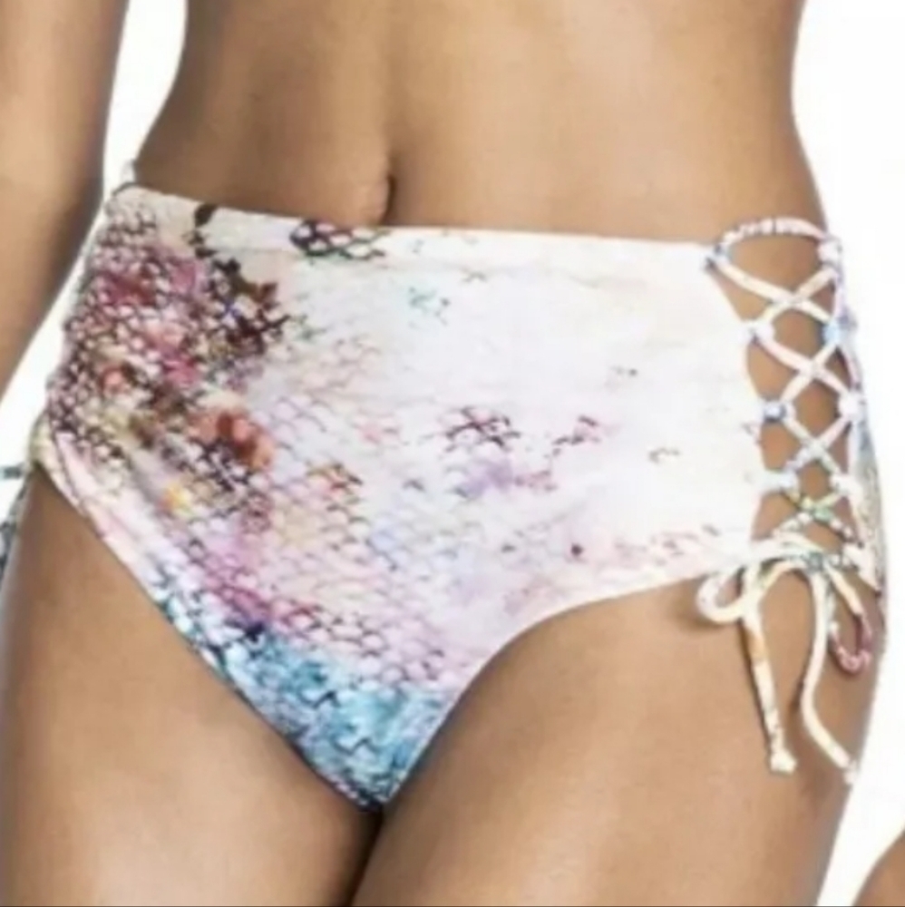 Rachel Roy Snake Print Highwaist Bikini PushUp Glitter Sparkle, Size M NWT